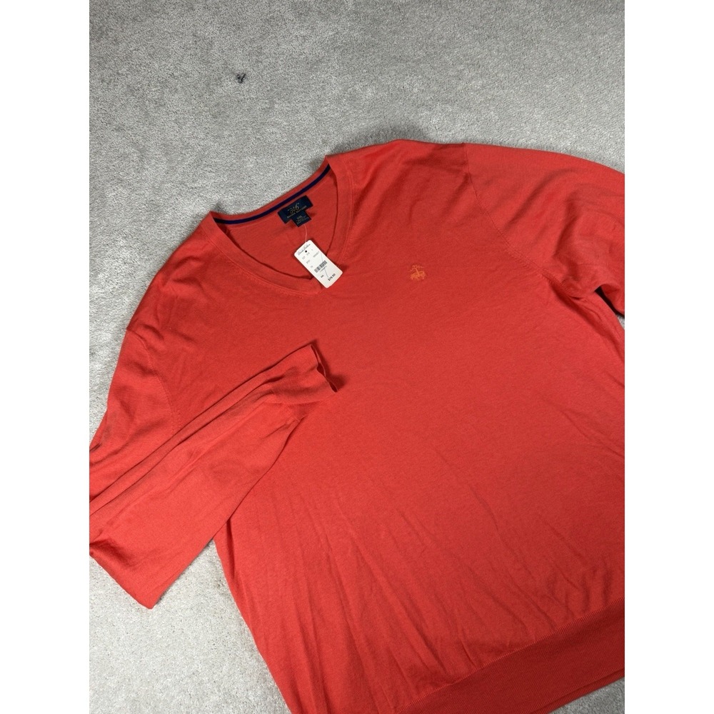 Brooks Brothers XXL Sheep Logo Silk cashmere V neck L/S Sweater pullover NWT